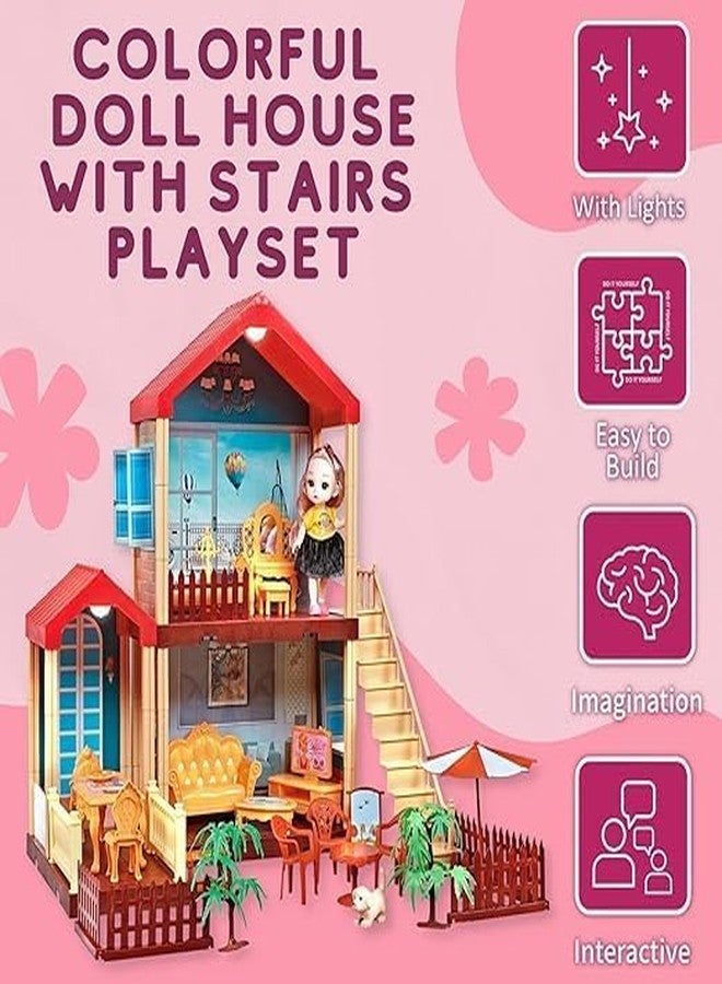 AVARIN Princess Dollhouse Kit- Includes Doll House Asseccories and Furniture- Pretend Play Building Toys with Doll Kids Playset (Multi Color) - Image 5